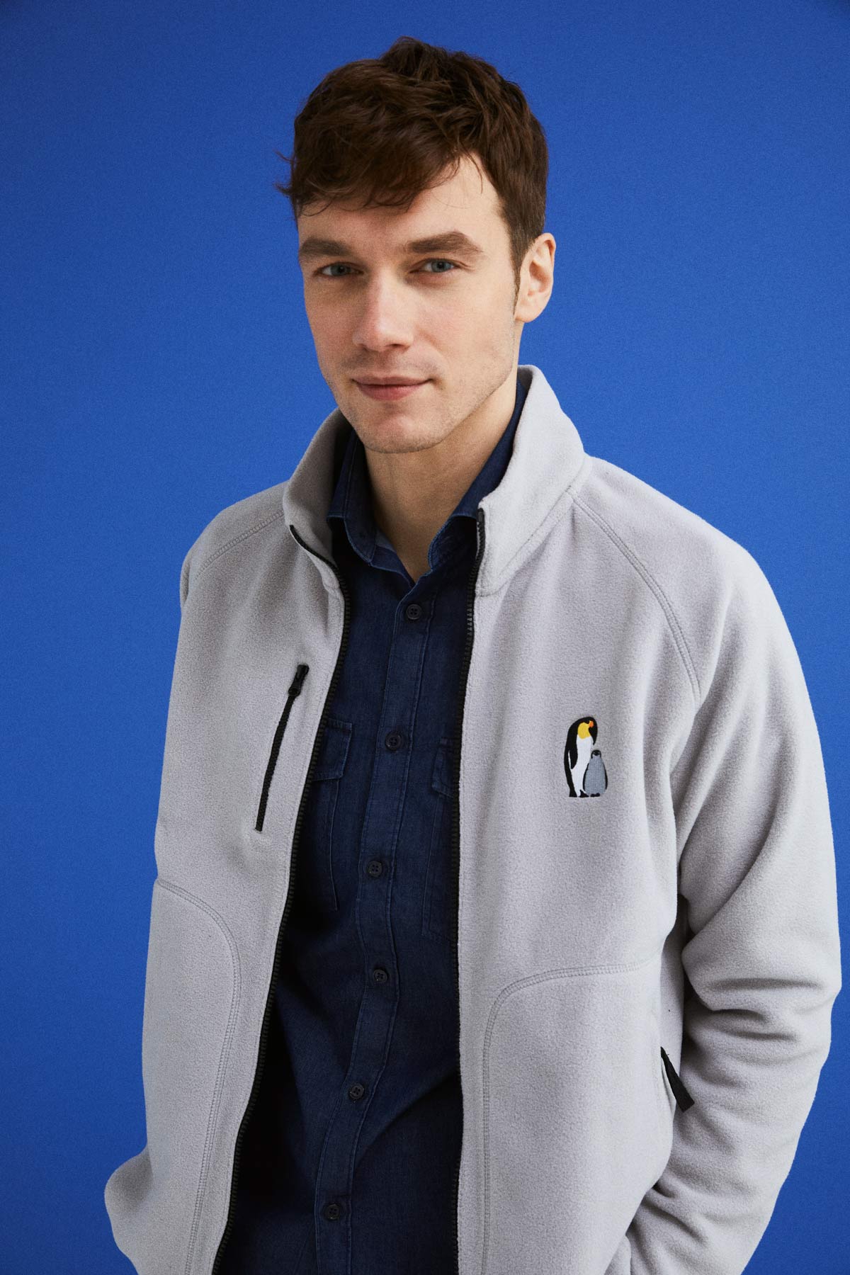 Emperor Penguin Zipped Fleece - Gray
