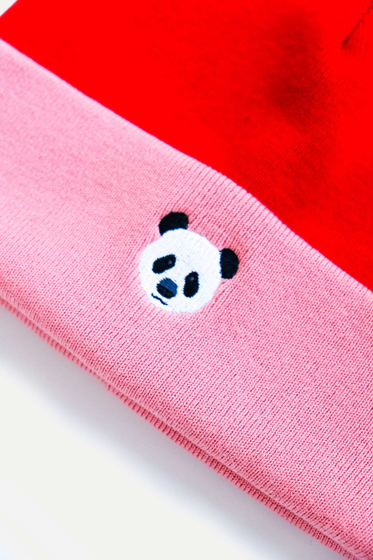 Panda Beanie - Red/Pink