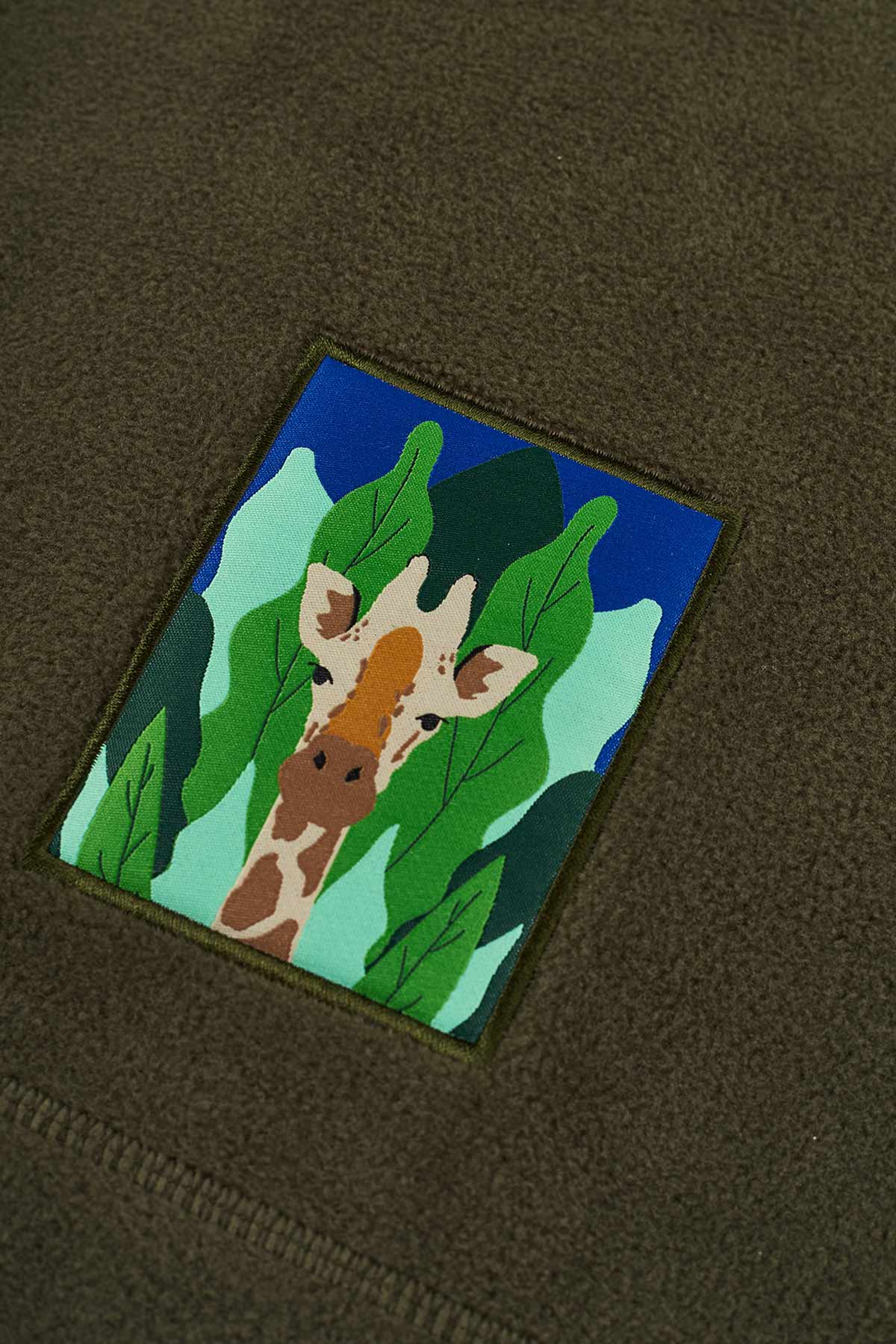 Giraffe Fleece Scarf - Khaki