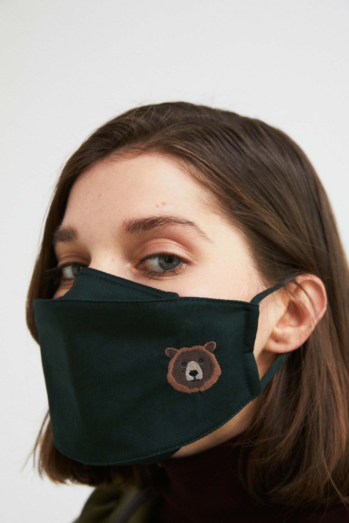 Brown Bear Mask - Green
