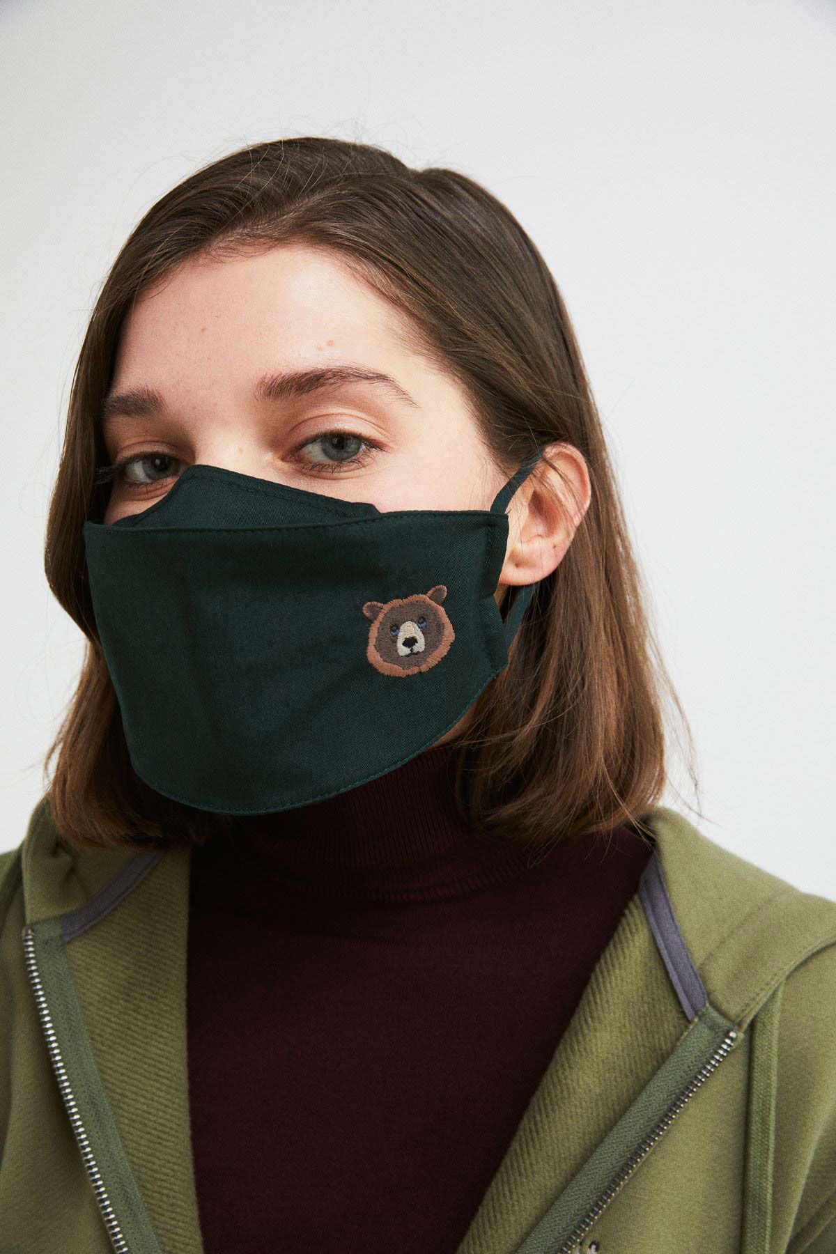 Brown Bear Mask - Green