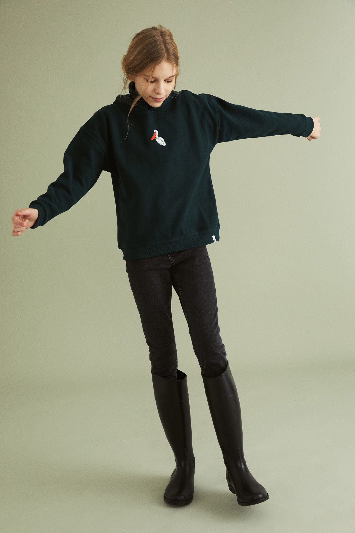 Dalmatian Pelican Kid's Hoodie - Dark Green