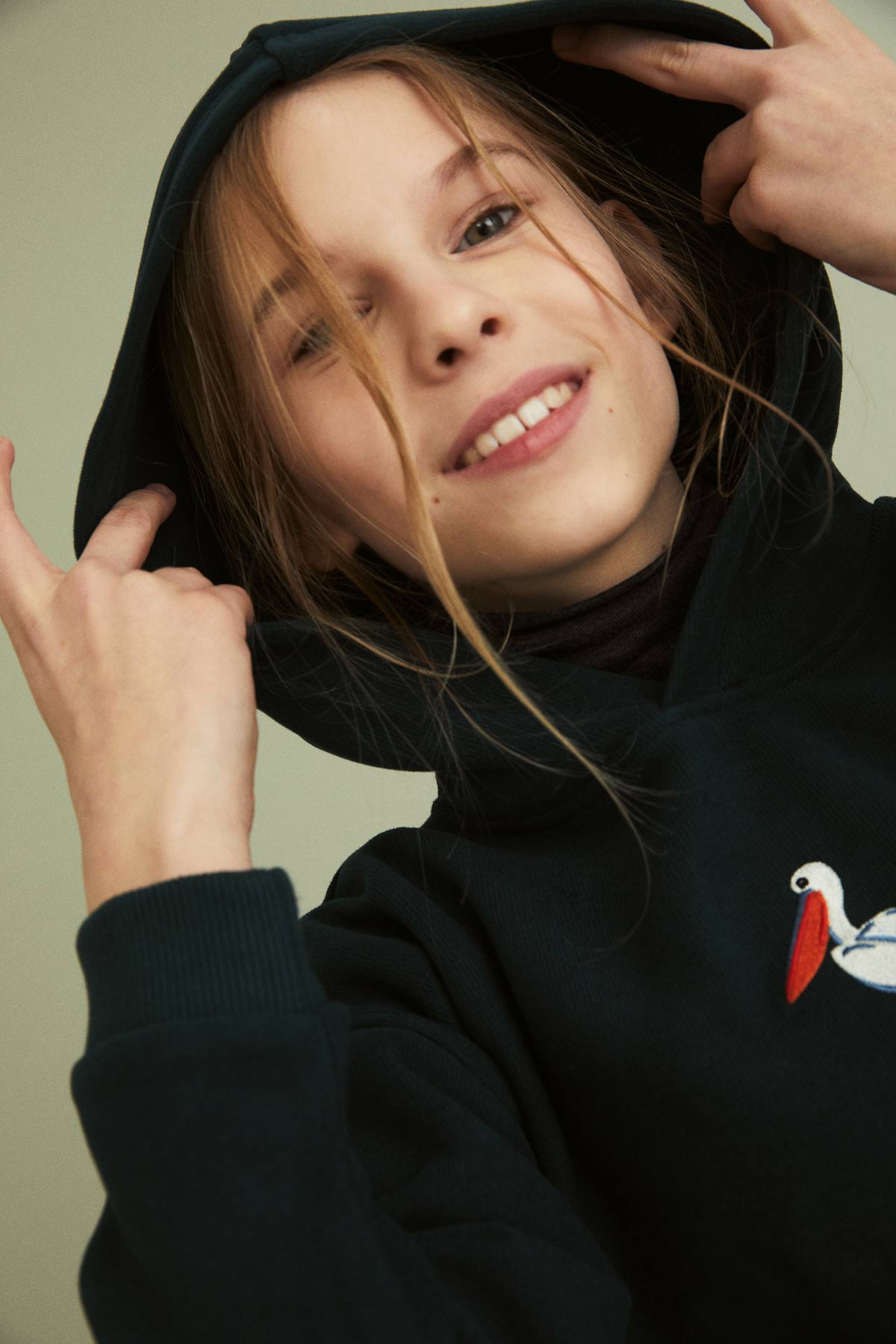Dalmatian Pelican Kid's Hoodie - Dark Green