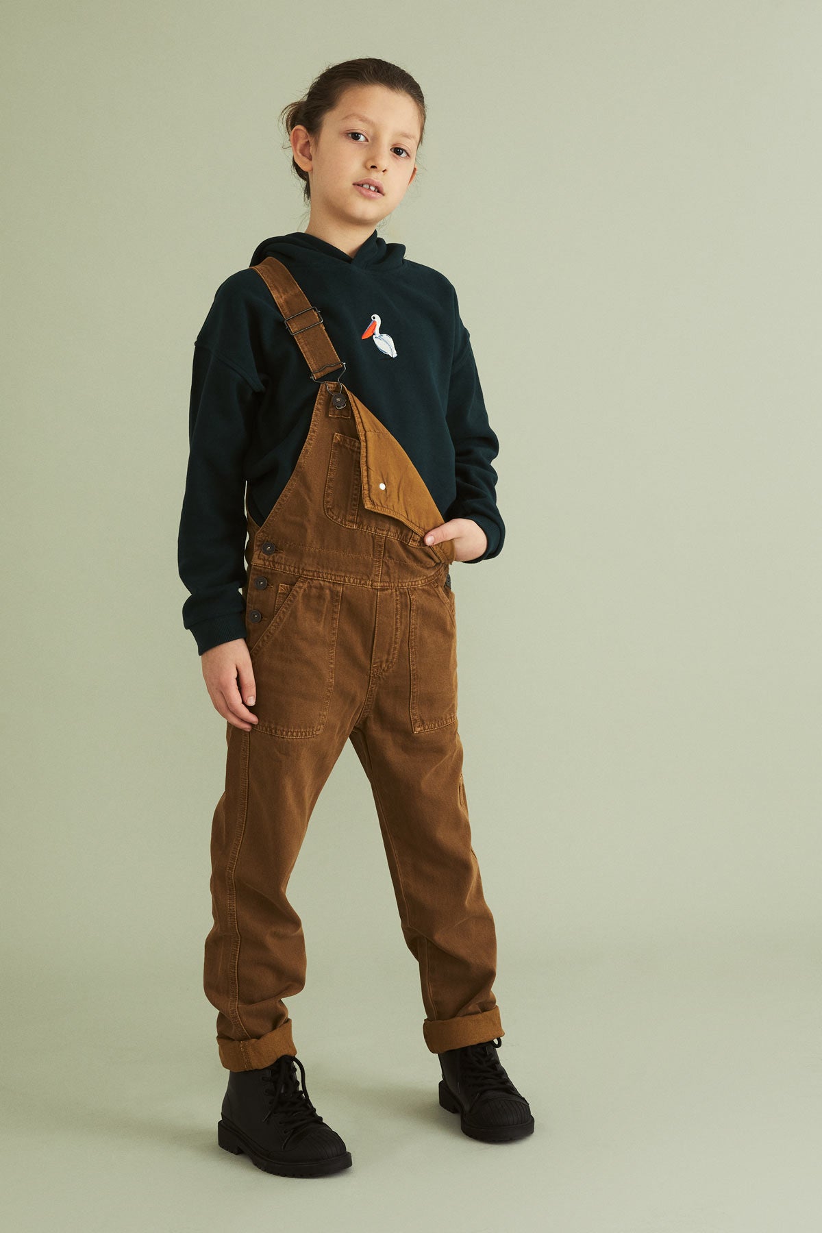 Dalmatian Pelican Kid's Hoodie - Dark Green