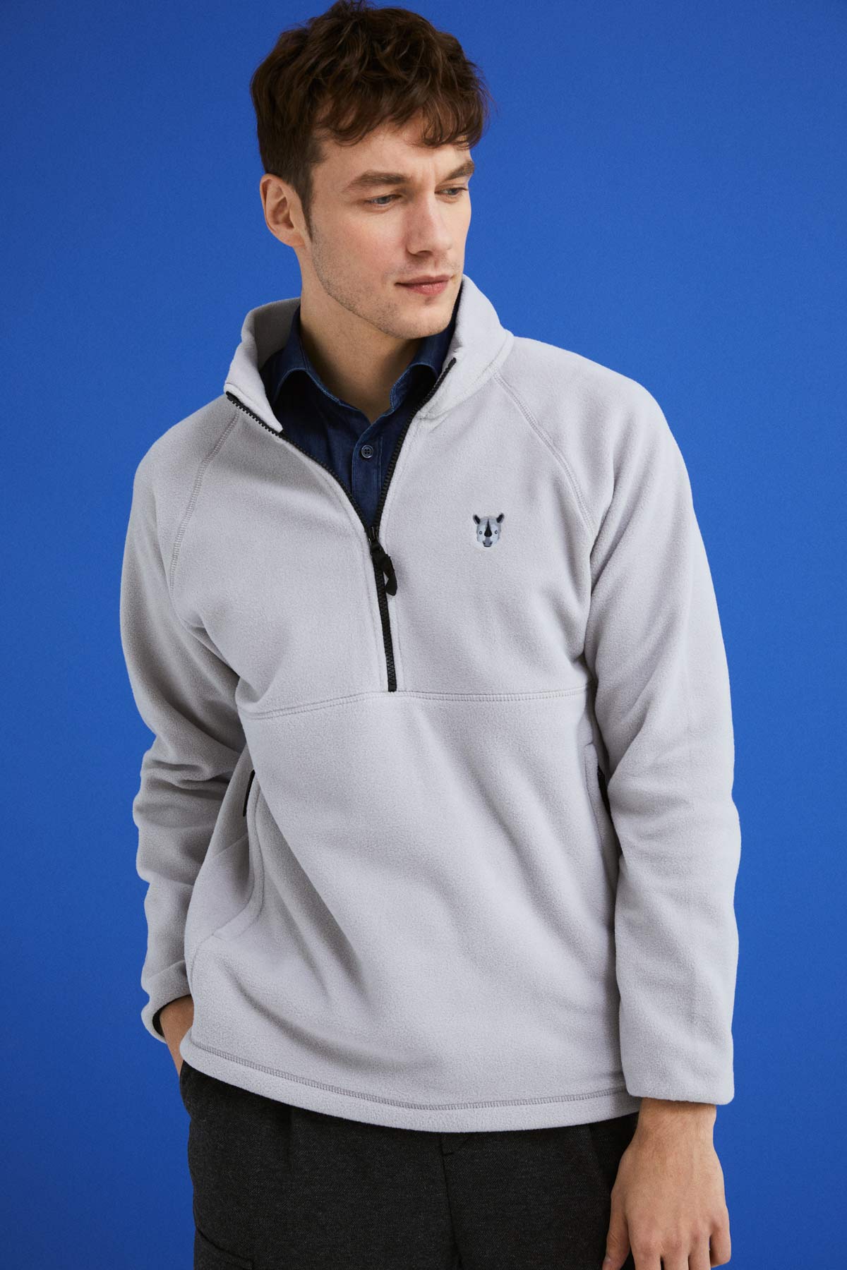 Rhino Half Zipped Fleece - Gray