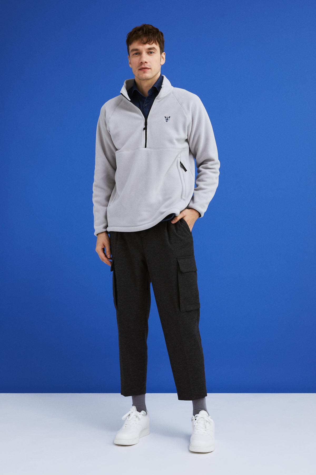 Rhino Half Zipped Fleece - Gray