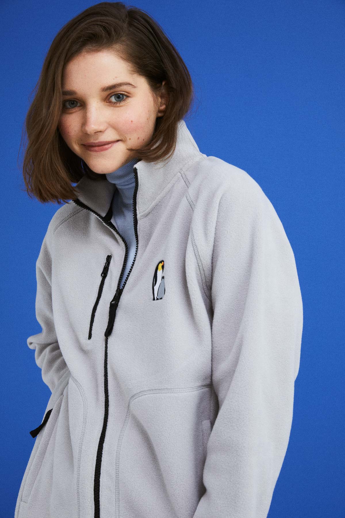 Emperor Penguin Zipped Fleece - Gray