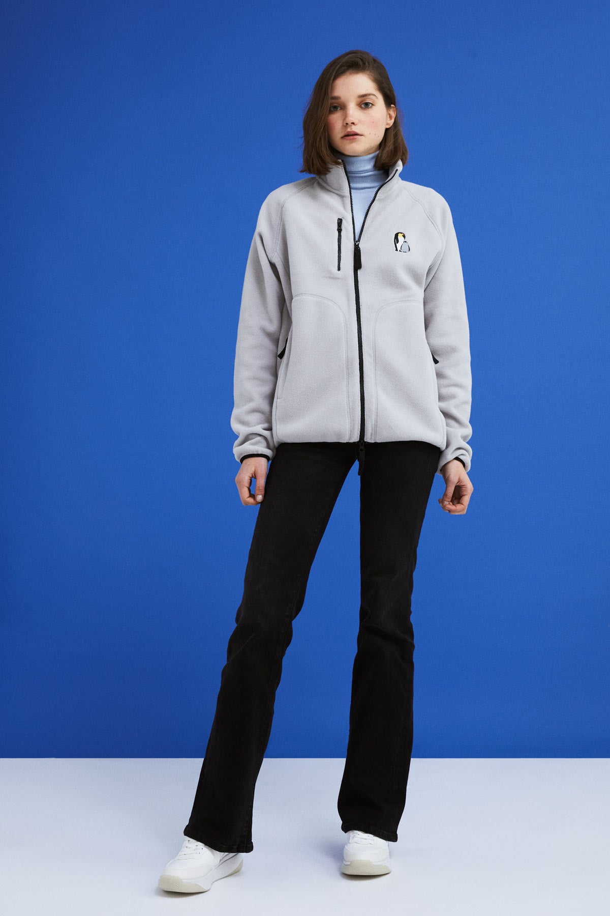Emperor Penguin Zipped Fleece - Gray