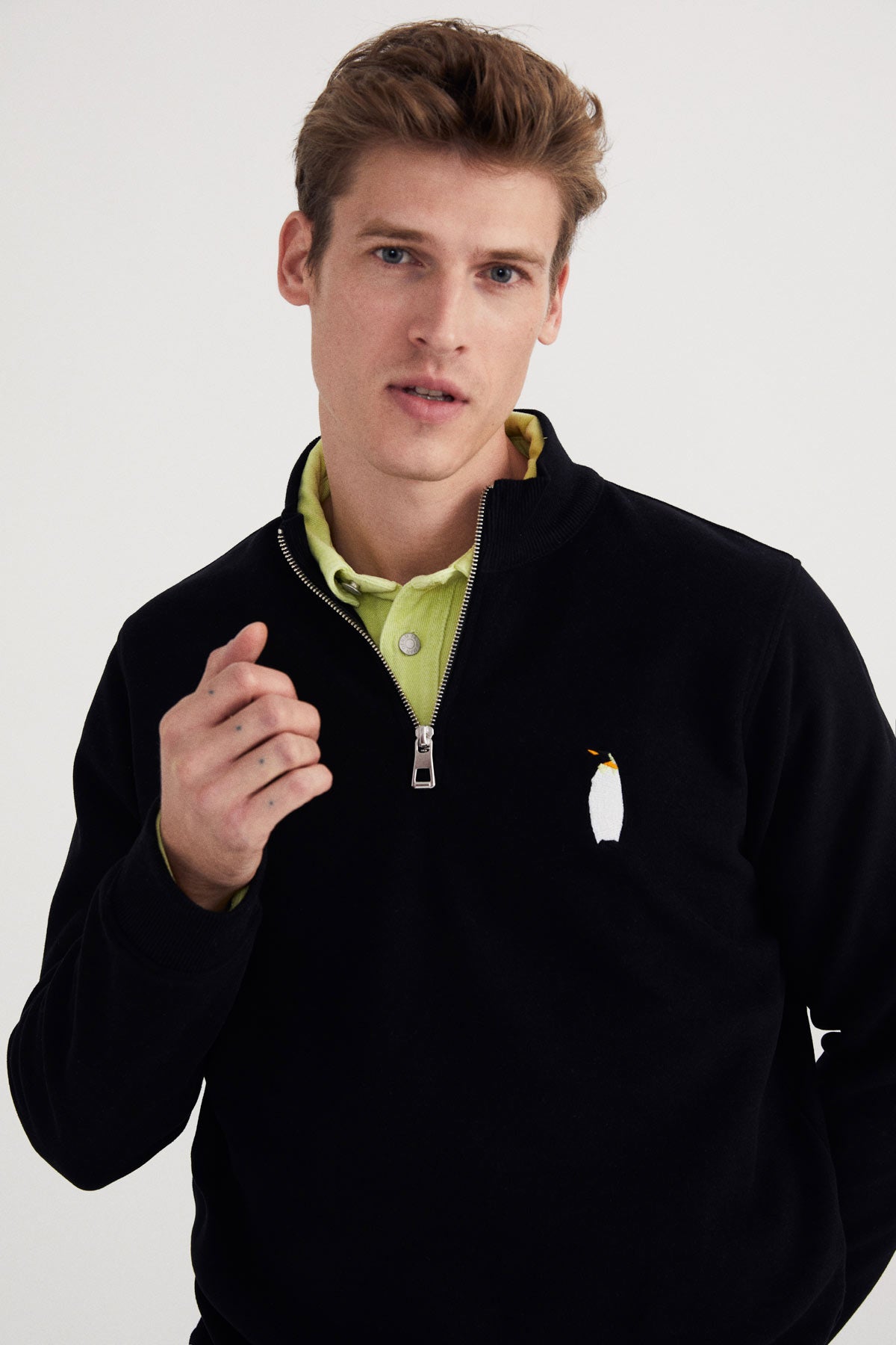 Emperor Penguin Quarter-Zip Sweatshirt - Black