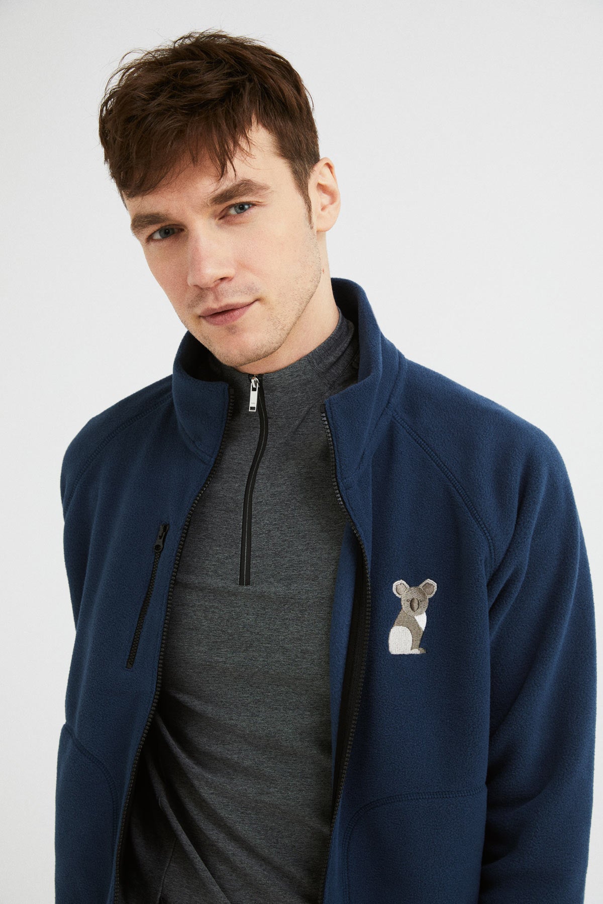 Koala Zipped Fleece - Dark Blue