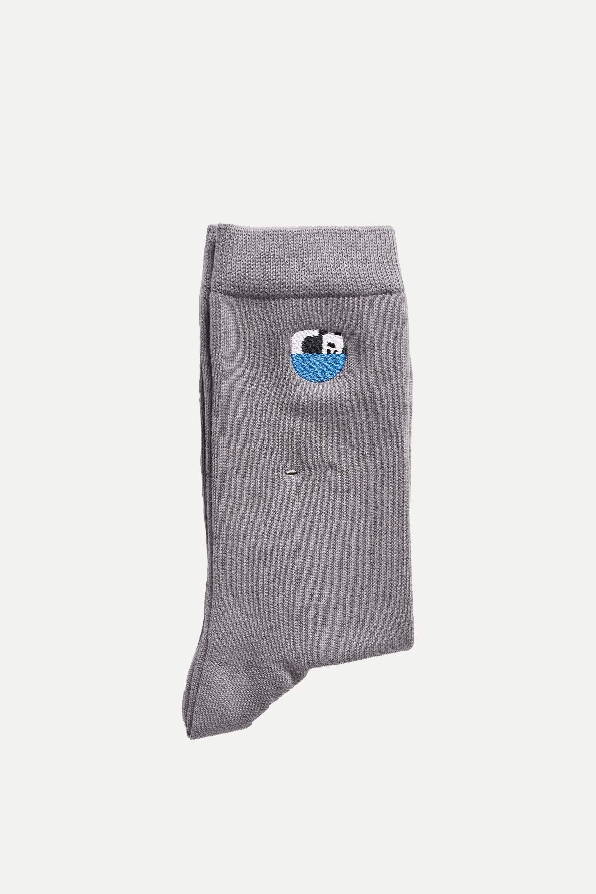 Sitting Panda Socks - Gray