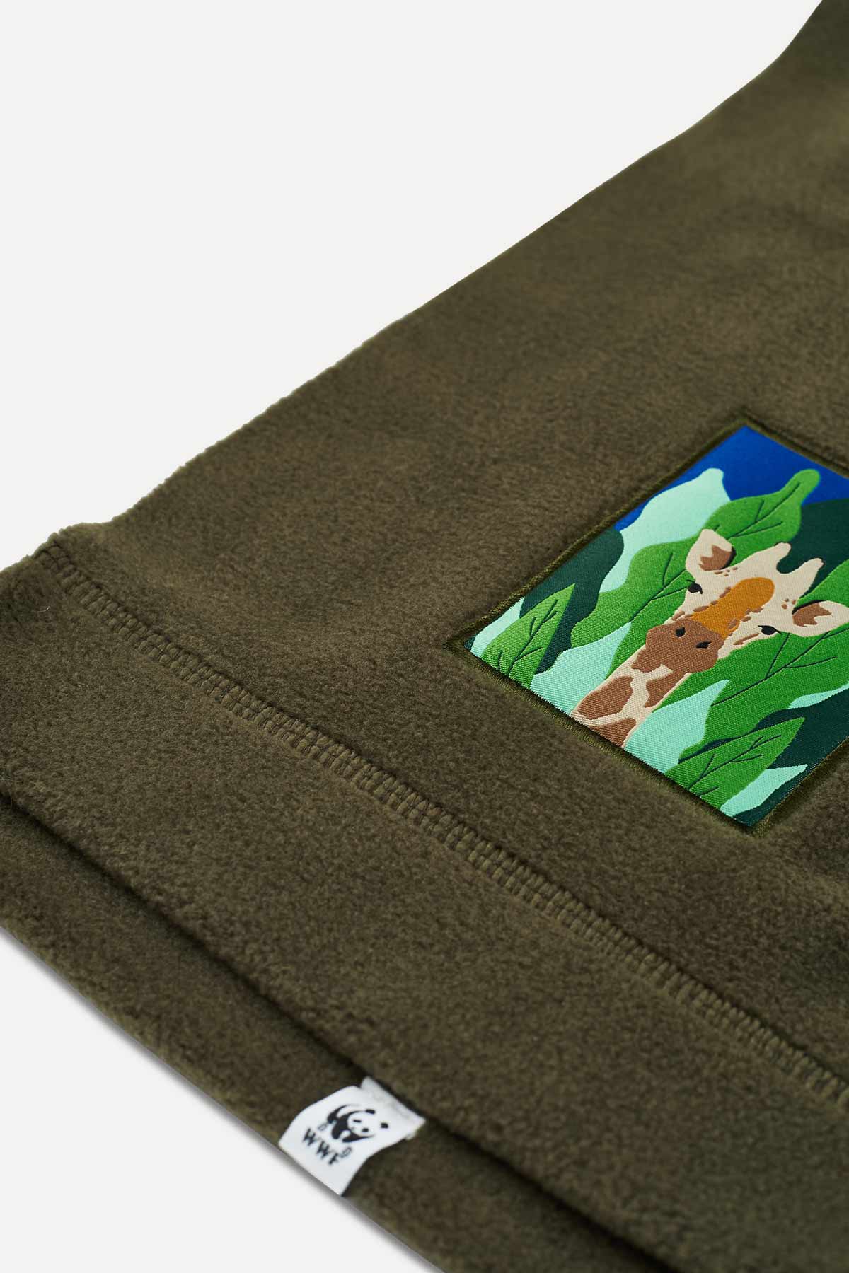 Giraffe Fleece Scarf - Khaki