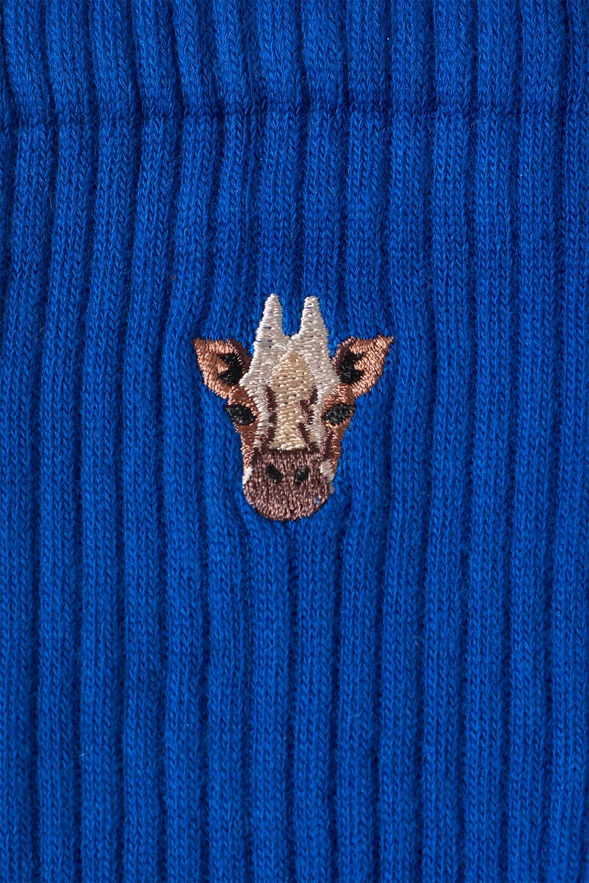 Giraffe Towel Socks - Blue