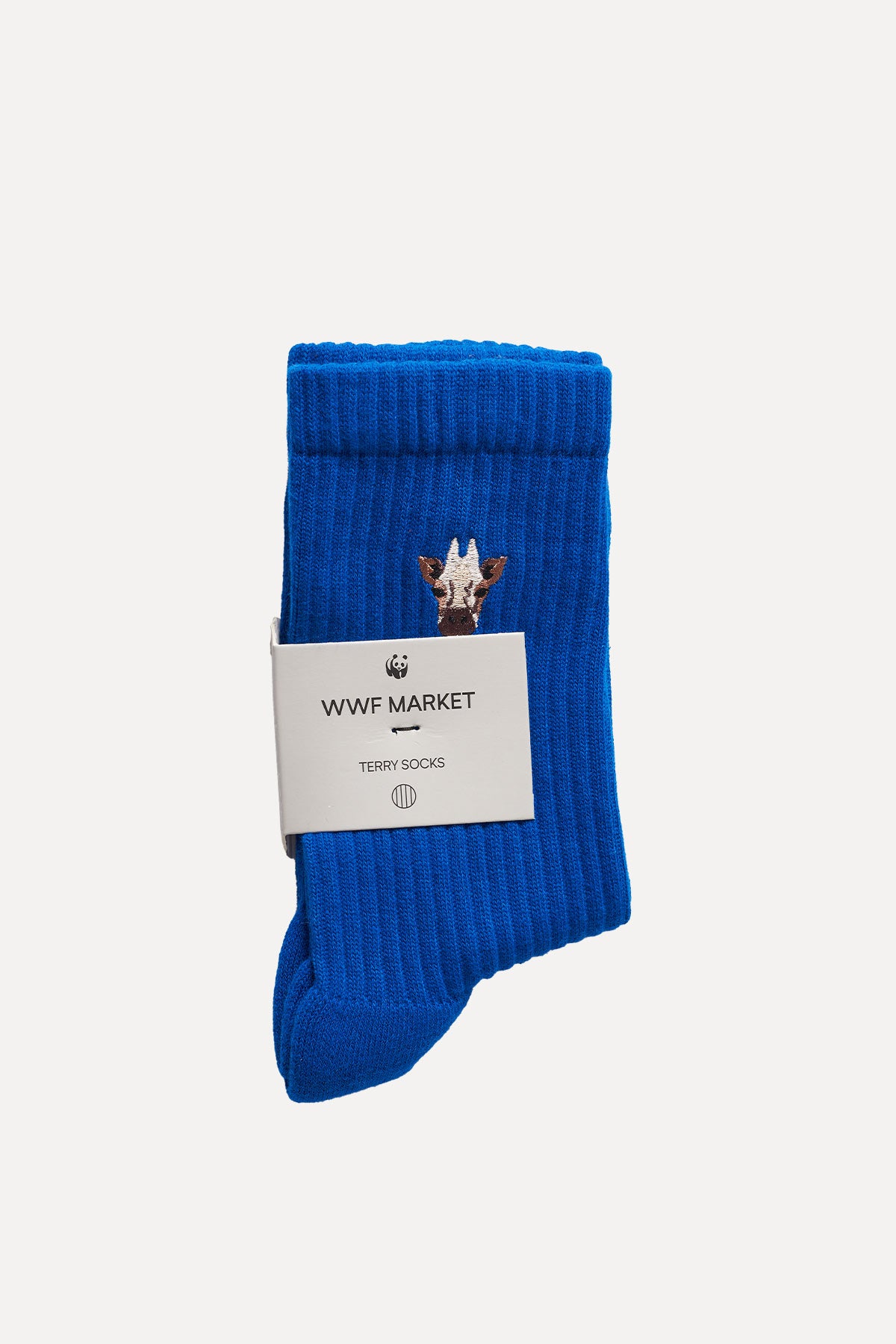 Giraffe Towel Socks - Blue